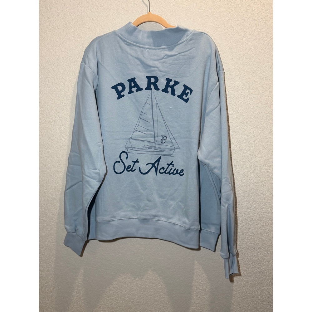 NWT Set Active x Parke Womens Mock Neck Sweatshirt Light Blue XXL - Picture 2 of 5